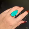 14ct Pear Cut Green Blue Paraiba Tourmaline Cocktail Ring