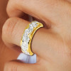 White Sapphire Paved Fluid Contemporary Wedding Ring