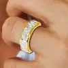 White Sapphire Paved Fluid Contemporary Wedding Ring