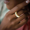 White Sapphire Paved Fluid Contemporary Wedding Ring