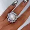 Pearl and Blue Sapphire Paved Bold Cocktail Ring