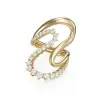 Round Cut White Sapphire Modern Wave Ring