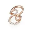 Round Cut White Sapphire Modern Wave Ring