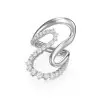 Round Cut White Sapphire Modern Wave Ring