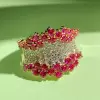 3ctw Ruby and White Sapphire Cluster Cocktail Ring