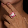 3ctw Ruby and White Sapphire Cluster Cocktail Ring