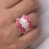 3ctw Ruby and White Sapphire Cluster Cocktail Ring