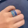 Emerald Cut Multicolor and White Sapphire Petal Ring