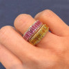 Emerald Cut Multicolor and White Sapphire Petal Ring
