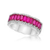 Emerald Cut Multicolor and White Sapphire Petal Ring