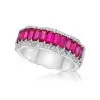 Emerald Cut Multicolor and White Sapphire Petal Ring