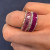 Emerald Cut Multicolor and White Sapphire Petal Ring