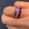 Emerald Cut Multicolor and White Sapphire Petal Ring