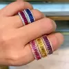 Emerald Cut Multicolor and White Sapphire Petal Ring