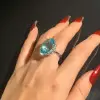 15ct Oval Cut Aquamarine Classic Cocktail Ring