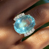 15ct Oval Cut Aquamarine Classic Cocktail Ring