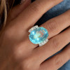 15ct Oval Cut Aquamarine Classic Cocktail Ring