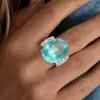 15ct Oval Cut Aquamarine Classic Cocktail Ring