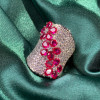 7ctw Pear Cut Emerald Flower Bold Cocktail Ring