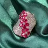 7ctw Pear Cut Emerald Flower Bold Cocktail Ring