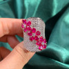 7ctw Pear Cut Emerald Flower Bold Cocktail Ring