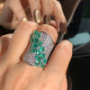 7ctw Pear Cut Emerald Flower Bold Cocktail Ring