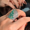 7ctw Pear Cut Emerald Flower Bold Cocktail Ring