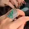 7ctw Pear Cut Emerald Flower Bold Cocktail Ring