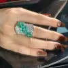 7ctw Pear Cut Emerald Flower Bold Cocktail Ring