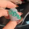 7ctw Pear Cut Emerald Flower Bold Cocktail Ring