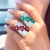 7ctw Pear Cut Emerald Flower Bold Cocktail Ring