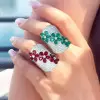 7ctw Pear Cut Emerald Flower Bold Cocktail Ring