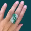 7ctw Pear Cut Emerald Flower Bold Cocktail Ring