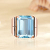 20ct Emerald Cut Aquamarine Bold Vintage Cocktail Ring