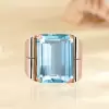 20ct Emerald Cut Aquamarine Bold Vintage Cocktail Ring