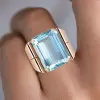 20ct Emerald Cut Aquamarine Bold Vintage Cocktail Ring