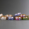 Flush Set Multicolor Sapphire Starry Band Rainbow Ring