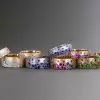 Flush Set Multicolor Sapphire Starry Band Rainbow Ring