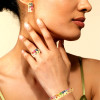 Rainbow Sapphire Yellow Gold Tone Three-piece Jewelry Set