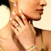 Rainbow Sapphire Yellow Gold Tone Three-piece Jewelry Set