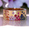 Flush Set Multicolor Sapphire Starry Band Rainbow Ring