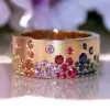 Flush Set Multicolor Sapphire Starry Band Rainbow Ring