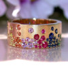 Rainbow Sapphire Yellow Gold Tone Three-piece Jewelry Set