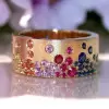 Rainbow Sapphire Yellow Gold Tone Three-piece Jewelry Set