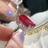 14ct Emerald Cut Ruby Vintage Cocktail Ring