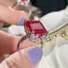 14ct Emerald Cut Ruby Vintage Cocktail Ring