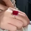 14ct Emerald Cut Ruby Vintage Cocktail Ring