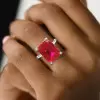 14ct Emerald Cut Ruby Vintage Cocktail Ring