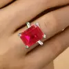 14ct Emerald Cut Ruby Vintage Cocktail Ring