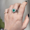 2ct Heart Cut Emerald Paved Halo Engagement Ring